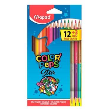 Imagem de Lápis de cor Color`Peps Star 12 cores + 3 lápis Duo Maped