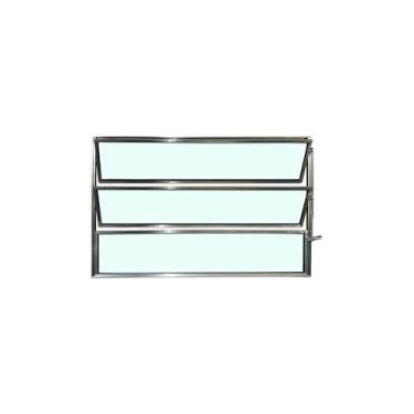 Imagem de Vitrô Basculante 1 Seção 60x100 Linha Esmeralda – Alumínio Brilhante, Vidro Liso 3mm – Lumineziri Esquadrias