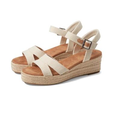 Imagem de TOMS Sandália feminina Audrey atlética casual salto médio 5-7,6 cm - preta, Listrado de linho metálico natural não tingido, 41