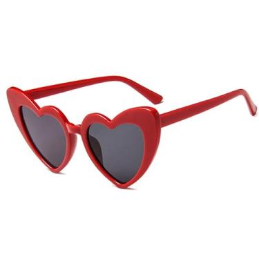 Imagem de Dollger Óculos de sol de coração para mulheres, retrô, amor, vintage, olho de gato, UV400, Azul, Medium