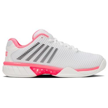 Imagem de K-Swiss Tênis feminino Hypercourt Express 2, Branco/rosa neon pastel/preto, 11 Wide
