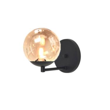 Imagem de Arandela Moderna Jabuticaba Preta 1 Globo Bola De Vidro Tran