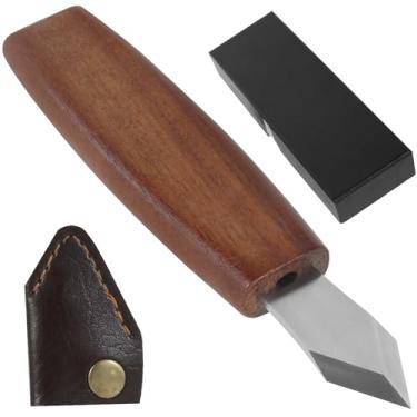 Imagem de Faca de marcação com cabo de madeira, faca de madeira chanfrada dupla com bainha de couro, ferramenta de marcenaria, facas de entalhe em madeira, medidor de marcação de madeira para marcenaria (01)