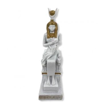 Imagem de Escultura Isis Mãe Hórus E Mãe Do Cosmos Branco E Dourado 19