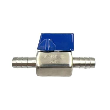 Imagem de Válvula esférica de 3/20.3 cm de mangueira, válvula de esfera mini de aço inoxidável 304 para água, gás, combustível, irrigação por gotejamento e aquários