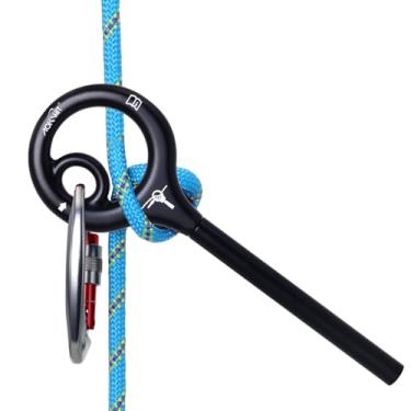 Imagem de AOKWIT 9 boneco de resgate, atualização 8 equipamentos de escalada descendente, equipamento de montanha de fácil operação placa de equipamentos de liga de alumínio para escalada de rocha, dispositivo de rapel (preto)