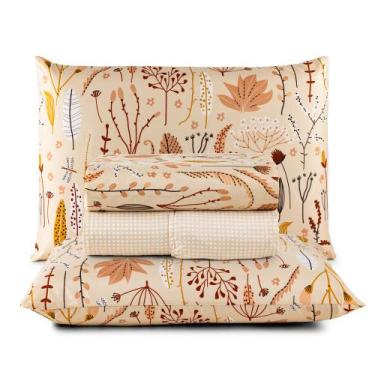 Imagem de Jogo de Lençol Casal 4 Peças Percal 300 Fios Estampado Lisboa - Linda 