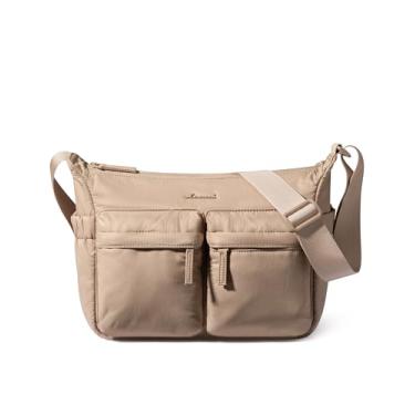 Imagem de LOVEVOOK Bolsas transversais fofas para mulheres, bolsa Hobo pequena e bolsas mensageiro masculinas com alça ajustável, viagem e trabalho, Caqui, 13.5-inch