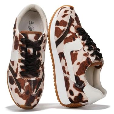 Imagem de Project Cloud Tênis feminino leve com cadarço com palmilhas de espuma viscoelástica – Sapatos femininos modernos – Tênis feminino antiderrapante e confortável (Madison), Vaca, 38