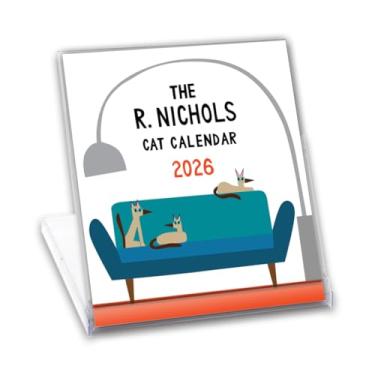 Imagem de R. Nichols Calendário de mesa Cat 2024 – Calendários mensais de mesa para casa e escritório, 12,7 cm x 14 cm