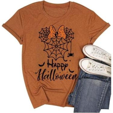 Imagem de Camiseta feminina CCRUN Magical Halloween Ghosts Pumpkins Spiders