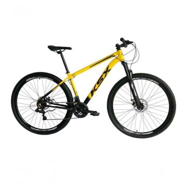 Imagem de Bicicleta Aro 29 Ksx Sd7 21v Cabos Internos Alumínio Freios A Disco Garfo Suspensão Preto Amarelo Tamanho 19