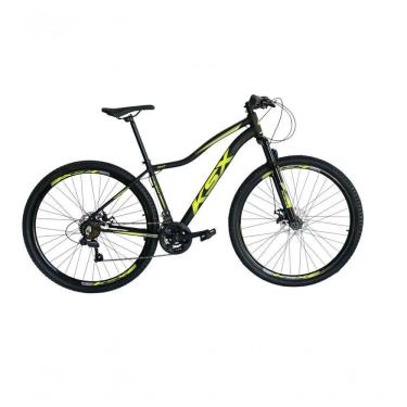 Imagem de Bicicleta Aro 29 Ksx Sd7 Feminina 21v Cabos Internos Alumínio Freios A Disco Garfo Suspensão Preto Amarelo Tamanho 15
