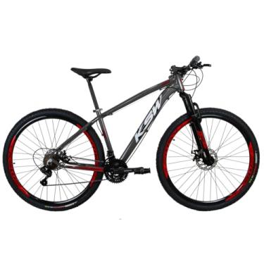 Imagem de Bicicleta Aro 29 KSW 27V Câmbios Shimano Alivio 7.0 Freio Hidraulico Cubo K7 Suspensão C/Trava - Grafite/Vermelho 17