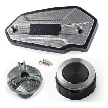 Imagem de Compatível com Z 900 Z900 2017-2022 2023 2024 tampas de fluido de freio dianteiro e traseiro da motocicleta e acessórios de proteção da tampa de enchimento de óleo (um conjunto de titânio)