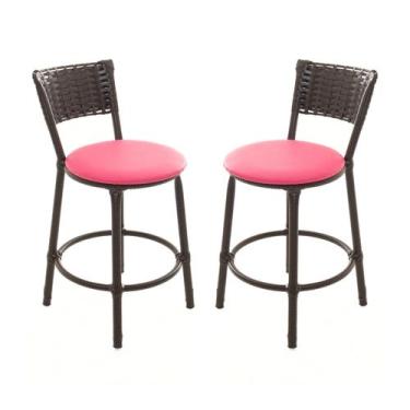 Imagem de KIT 2 Banquetas Baixa Encapada Junco CAFÉ Area Gourmet - ESPAÇO JUNCO,