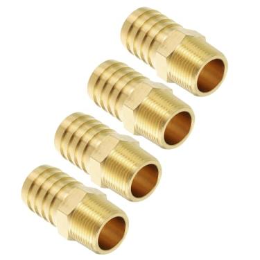 Imagem de Kozelo Pacote com 8 acessórios de mangueira de latão Farpas de mangueira de 2,5 cm para conexões macho NPT de 1,27 cm para máquinas domésticas, banheiras de massagem e sistemas de irrigação