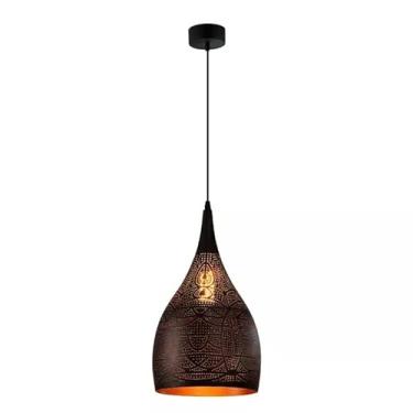 Imagem de Luminária de teto HollowCarved, luminária pendente com gravura marroquina turca, luminária de teto, iluminação pendente, ilha de cozinha, corredor de restaurante, saguão, preto (preto)
