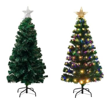 Imagem de Árvore de Natal LED Fibra Ótica, 150cm, 150 Galhos, com Estrela Luminosa e Base Metálica