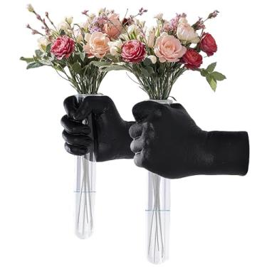 Imagem de Vaso de tubo de teste manual de resina 2 peças | Vaso de parede preto, decoração de parede gótica e arte, decoração gótica de quarto, vaso de parede para quarto, estúdio e café, suporte de plantas e