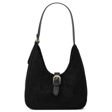 Imagem de Bolsa Hobo feminina de camurça despojada bolsa de ombro fofa nas axilas bolsas transversais crescentes bolsas de viagem bolsa sacola 2025, Preto, One Size