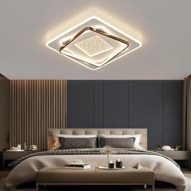 Imagem de Luminária de teto quadrada LED regulável, moderna, embutida no restaurante, lâmpada de teto com controle remoto 3000K-6500K, lustre de design romântico personalizado, quarto, cozinha, corred