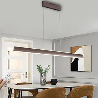 Imagem de Luminária pendente LED para mesa de jantar, luminária pendente moderna com faixa longa regulável e controle remoto, lustre ajustável em altura, abajur de acrílico para sala de jantar, escrit