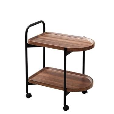 Imagem de Mesa auxiliar mesa de centro, carrinho de mesa de centro removível com rodas, prateleira de armazenamento, mesa de chá pequena, carrinho de madeira maciça, móveis de mesa de centro mesa auxiliar para