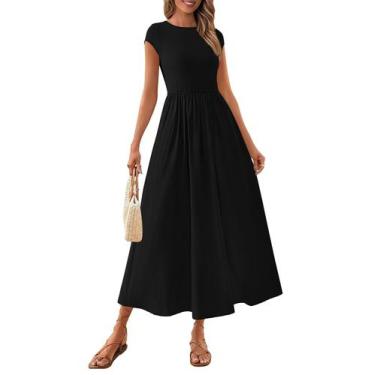 Imagem de Vestido longo casual de verão PRETTYGARDEN feminino preto tamanho L