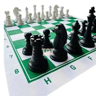 Imagem de Jogo Xadrez Oficial De Tabuleiro Napa 46x46cm Padrão Escolar Rei 10cm 