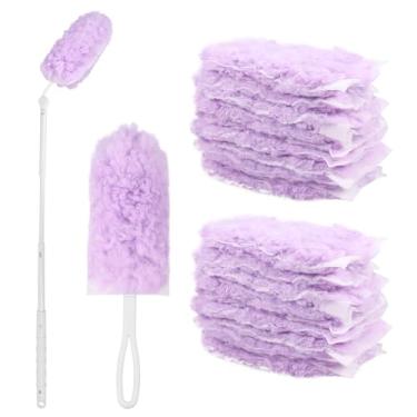 Imagem de 20 refis de espanador 360 refis de espanador kit de espanadores de várias superfícies com alça, kit de limpeza, refil de limpeza multiuso para ventiladores de móveis eletrônicos de pó (roxo, 20