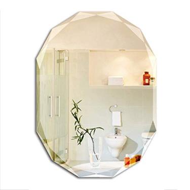 Imagem de Espelho de banheiro montado na parede espelho de maquiagem penteadeira sem parede chanfrada barbear maquiagem apartamento sala de estar quarto dormitório entradas 60 x 80 cm