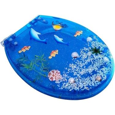 Imagem de Assento De Vaso Sanitário De Resina Transparente De Estilo Marinho Com Conchas De Praia Para Uma Experiência De Banheiro Higiênica E Confortável, Dobradiça De Aço Inoxidável, H