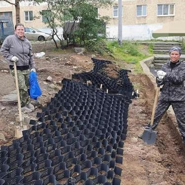 Imagem de Grades de controle de lama ao ar livre para quintal, passarela/entrada de garagem grade geocélula de 5 cm de altura escalável, pavimentadora de grade de solo resistente para enchimento de rochas de