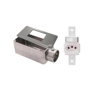 Imagem de Condulete E+ Tampa 3 Mod Wetzel+ Mod Interruptor com Tomada - Schneide