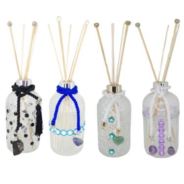 Imagem de Frasco Difusor Vidro Decorado Artesanal Pedras-Escolha Cor