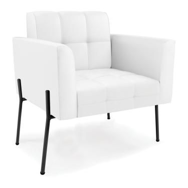 Imagem de Poltrona Pé de Ferro Preto para Sala Elisa Corino Branco D03 - D'Rossi