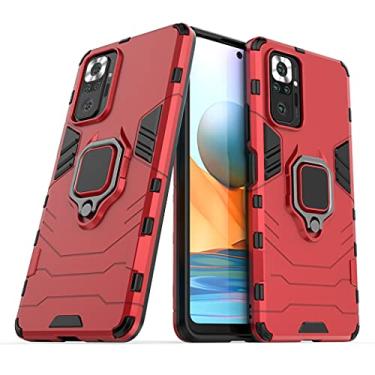 Imagem de Capa Protetora Magnética Anti-quedas para Xiaomi Mi Redmi Note 10 Pro, Redmi Note10 Pro Max, Suporte Giratório + Proteção Militar (Vermelho)