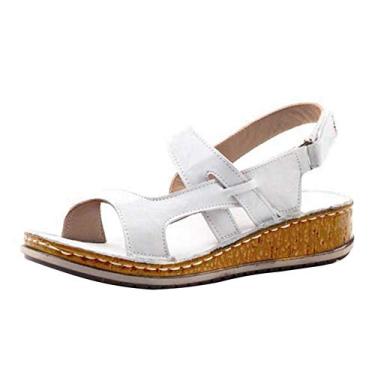 Imagem de Bigfanshu Sandálias Femininas Respiráveis Abertas Sapatos Casuais de Verão Sapatos Sapatilhas Confortáveis, Branco, 11