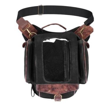 Imagem de KEMIMOTO Bolsa regata de motocicleta, bolsa de coxa expansível retrô com alça de perna, protetor de tela sensível ao toque à prova d'água para telefones celulares, material de lona encerada a óleo