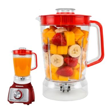 Imagem de Copo De Liquidificador Mondial Premium Turbo Inox L1000/l1100/l1200w Vermelho Acrílico Cristal 1,5 L Com Tampa Vermelho Peça de Reposição