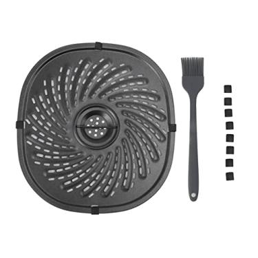Imagem de Frigideira de substituição para frigideira, bandeja antiaderente para fritadeira com escova de óleo, almofada de silicone, aço inoxidável, durável, fácil de limpar para cozinhar, churrasco, bife