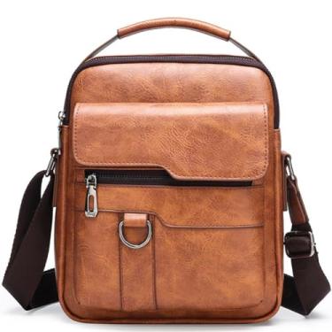 Imagem de Bolsa Masculina Com Alça Crossbody Transversal Pequena Mão Caramelo