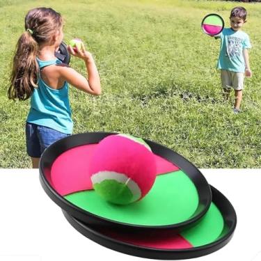 Imagem de Jogo Brinquedo Bateu Colou, 2 Raquetes e 1 Bolinha, Jogo Divertido Esporte ao Ar Livre, Raquete Bate e Gruda Verde Com Rosa - Lene