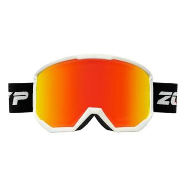 Imagem de YMTSGEQ Óculos de esqui, antiembaciamento OTG para neve/snowboard para homens e mulheres, 100% de proteção UV400 (armação branca alça preta - lente vermelha profunda Revo (Vlt 22%))