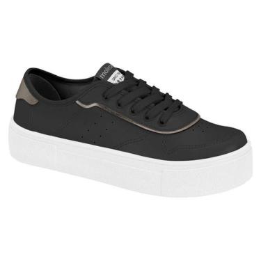 Imagem de Tênis Casual Moleca Com Detalhes Dourados Preto, Preto, 37