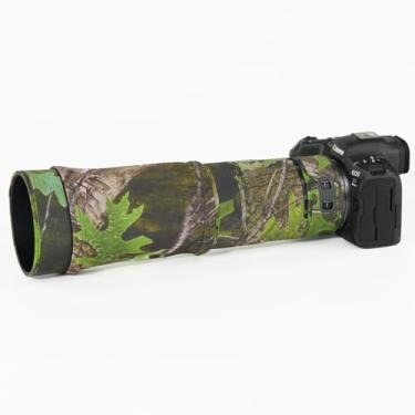 Imagem de CHASING BIRDS O revestimento de lente impermeável camuflagem para Canon RF 100-400 mm F5.6-8 é uma capa protetora de lente USM à prova de chuva (camuflagem de folha verde, com extensor RF 2X)