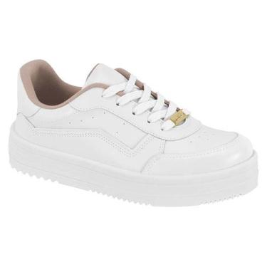 Imagem de Tenis Moleca Casual Feminino Conforto E Com Cadarço Branco, Branco, 36