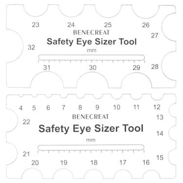 Imagem de Ferramenta de inserção de olhos de segurança de boneca acrílica, régua de medição de 4 ~ 32 mm de diâmetro, ferramenta de crochê para artesanato DIY, instalação de olho de urso de pelúcia, fabricação