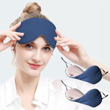 Imagem de Máscara de dormir, máscara dupla face quente e fria para dormir pacote com 2, venda macia ajustável para bloqueio de luz, máscara de sono confortável para viagens, soneca, meditação azul